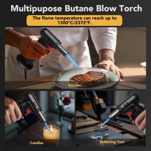 Sondiko Butane Torch, Refillable Soldering Torch with Visible Fuel Window