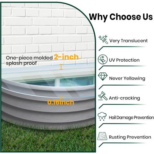 Polycarbonate Window Well Cover Clear, UV Resistant Basement Window Well Covers Outside,Heavy-Duty Window Well Covers Protects Against Debris,Snow & Rain,Crystal Clear Covering for Window(39L X 16W)