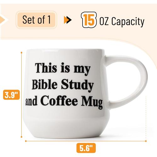Mr. Pen- Christian Coffee Mugs for Women & Men, 15 oz, White with Bible Theme Design, Christian Mugs for Women, Coffee Cup Ceramic, Microwave Safe