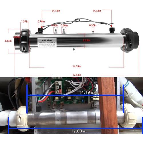 58117 Spa Hot Tub Heater 2in x 2in W/Stud M-7 Heater Assembly fits for Balboa VS, EL, TS, GS, BP Control Systems, 4.0 KW 220V 26-58104-K with Sensor