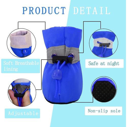 YAODHAOD Dog Shoes for Small Dogs, Puppy Dog Boots & Paw Protector for Winter Snowy Days, Anti-Slip Sole Dog Booties for Indoor Hardwood Floor 4PCS (Blue,Size: 2)