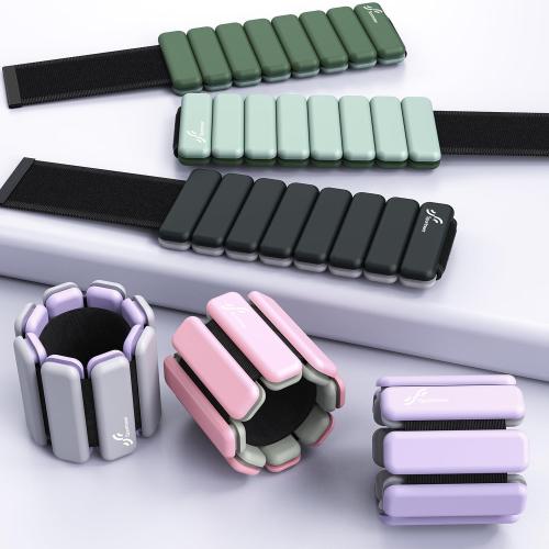 Sportneer Wrist & Ankle Weights for Women Men - 1 Pair (1 lb/2 lb Each) | Adjustable Weighted Bracelet Silicone Bangles for Yoga, Dance, Pilates, Cardio, Aerobics, Gym, Pool Exercises and Jogging