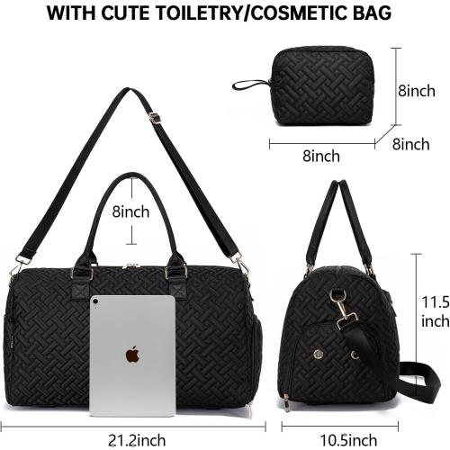 Duffle Bag for Travel, Weekender Bag with Shoe Compartment, Carry On Overnight Bag for Women with Toiletry Bag, Gym Bag with Wet Pocket, Hospital Bags for Labor and Delivery Beige