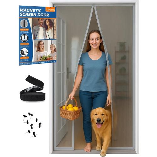 High-Density Magnetic Screen Door Mesh for Home and Patio, Tear Resistant Backdoor Screen Net with Magnetic Closure