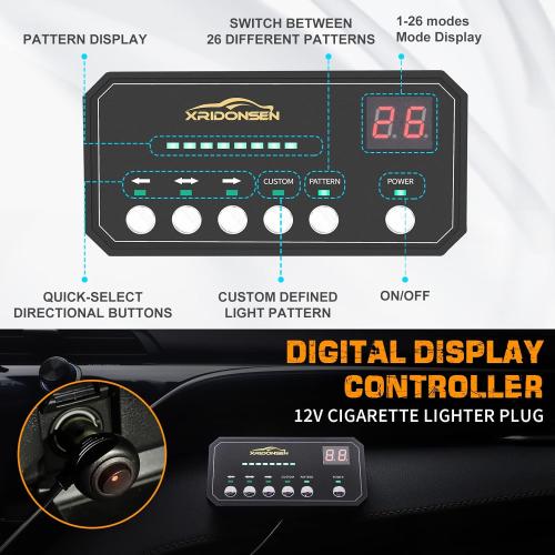 Size 35 XRIDONSEN 35 inch Traffic Advisor Firefighter Light Bar 144 LED Red White Emergency Lights Warning Flashing Safety Interior Windshield strobe lights w/Directional for Volunteer Vehicles Trucks POV