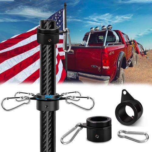 DF 3 6FT 1.25 inch Truck Flag Pole, 1 1/4 Heavy Duty Carbon Fiber Flag Pole for Truck, Vehicle Flagpole for Truck Pickups Jeeps RVs SUVs Car, Reach 80  MPH