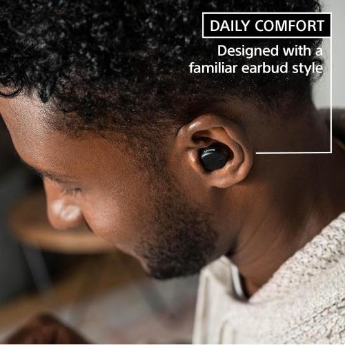 Color Black Sony CRE-E10 Self-Fitting OTC Hearing Aids for Mild to Moderate Hearing Loss, Prescription-Grade Sound Quality, Comfortable Earbud Design, Bluetooth Enabled for iOS, and Rechargeable Battery, Black