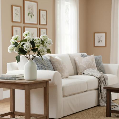 Small Faux Hydrangea Flowers 5 Stems (15 Heads) For Table Decor