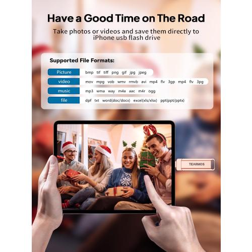 Silver 512GB Flash Drive Intended for iPhone iPad, Memory Stick Storage for Photos and Videos Backup, Compatible with iPhone iPad Android PC, Plug and Play, No Application Required (Silver)