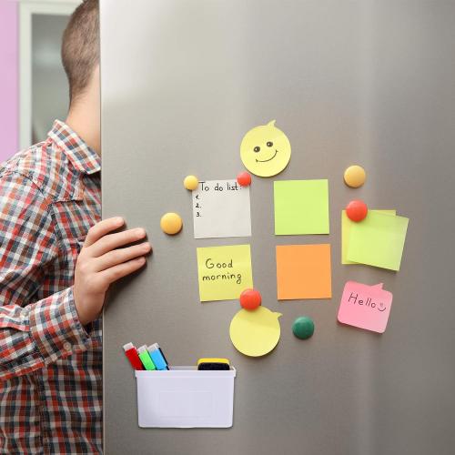 Boao Magnetic Dry Erase Marker Holder 10 Pcs Colorful Magnetic Markers Set with Eraser Whiteboard Plastic Pen Cup for Back to School Classroom Organization Spring Supplies Refrigerator(Stylish)