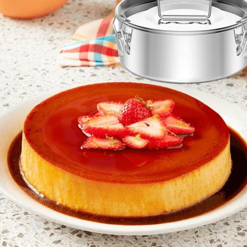 Flan Pan Flanera Mold, Stainless Steel Flan Mold with Lid - Flan Maker for 6 Quart Instant Pot