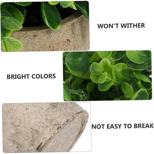 1Pc Realistic Faux Greenery Desktop Ornament Chic Potted Plant Decor for Home Office Decorative Adornment with Pulp Pot for Shelf Table Arrangement