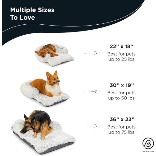 Best Friends by Sheri Nap Mat Dog Bed with Bolster - Washable Crate Pad, Removable Cover, Frost, Large, 36x21