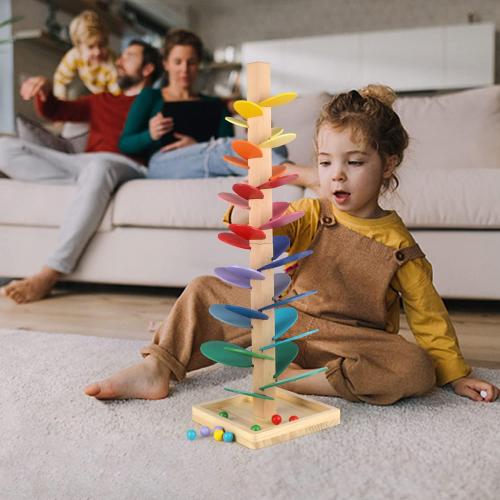Wooden Music Tree Toy for Kids, Marble Ball Run Track Game for Toddlers, Marble Tree Educational Montessori Toy Boy Girl Gifts