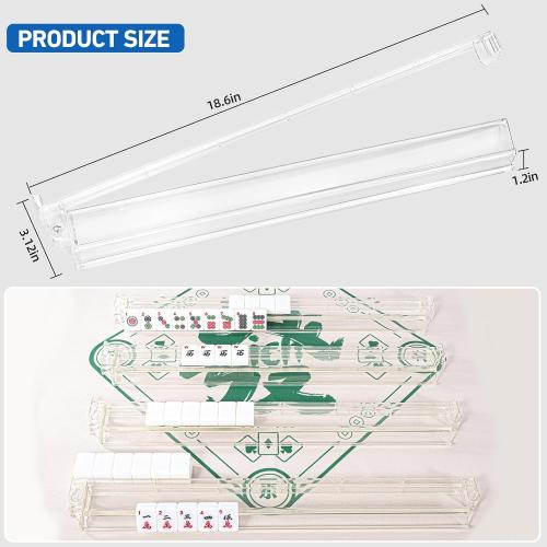 Mahjong Racks with Pushers（4PCS） - Imports Mahjong Game Accessories，Clear Acrylic Clear Acrylic Slightly Yellowish American Mahjong Tile Racks with Built-in Rotation Pushers,Patented Product