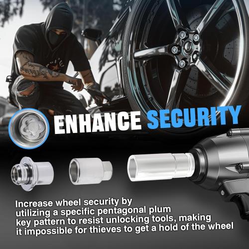 Silver Wheel Lock Lug Nut Set Anti Theft Fit Toyota Camry Tacoma Corolla Highlander Avalon RAV4 Sienna Venza Celica Prius Matrix CHR Mirai Lexus RX350 IS250 ES350 NX200T Replace 00276-00900