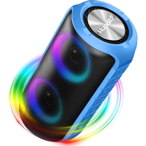 Bluetooth Speaker with 6D Loud Sound, 2025 New Portable Wireless Speaker, IPX7 Waterproof, RGB Lights, BT5.3, 12H Playtime, for Home/Party/Outdoor/Beach, Stocking Stuffers, White Elephant Gifts