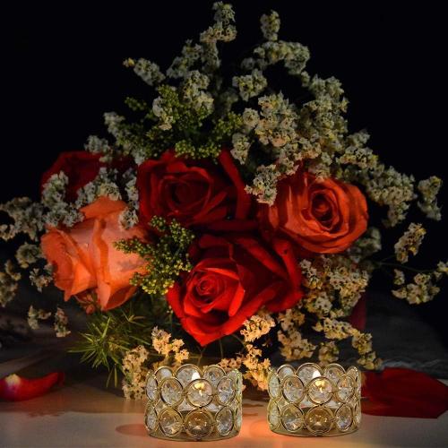 VINCIGANT Crystal Gold Votives Candle Holder Elegant Decorative Tealight Candle Holders for Weddings,Parties,Chirstmas,Gifts,Home Decor,Set of 24