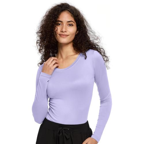 COZYFIT Underscrub Long Sleeve Women - Crew Neck Scrubs Undershirts for Nurse with Soft Fabric small lilac