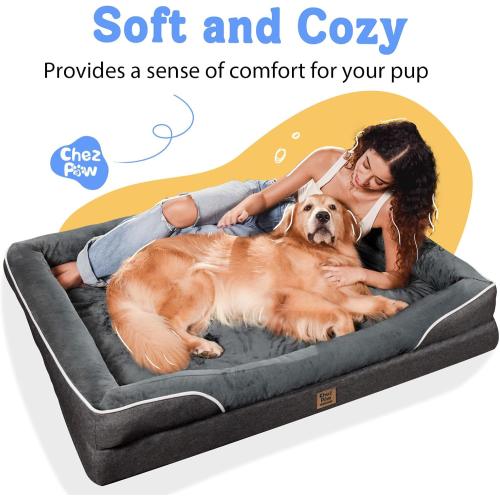 Washable Orthopedic Large Dog Bed - Removable Orthopedic Foam Dogs Beds with Bolsters Waterproof Large Dog Bed and Non-Slip Bottom Extra Large Dogs Beds Sofa