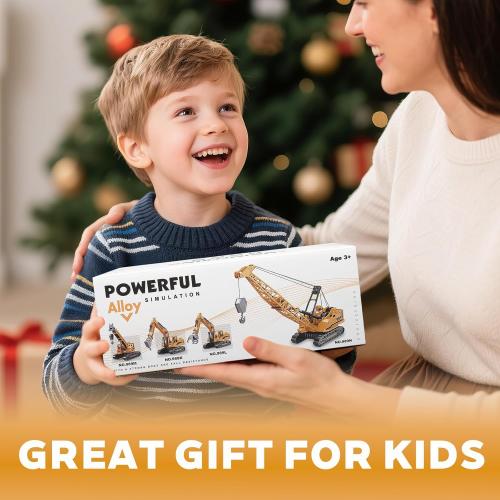 Metal ABS Crane Toy, Diecast Construction Vehicles Crane Model Car with Manual Lifting Button, Truck Building Toys for Kids Boys Ages 3-7, 8-12 Christmas and Birthday Gifts