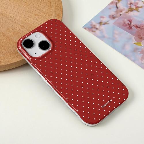 inewateri Compatible with iPhone 16 Pro Case with Cute Fashion Polka Dot Aesthetics Design Simple Cases for Soft TPU Slim Protection Cover-Red