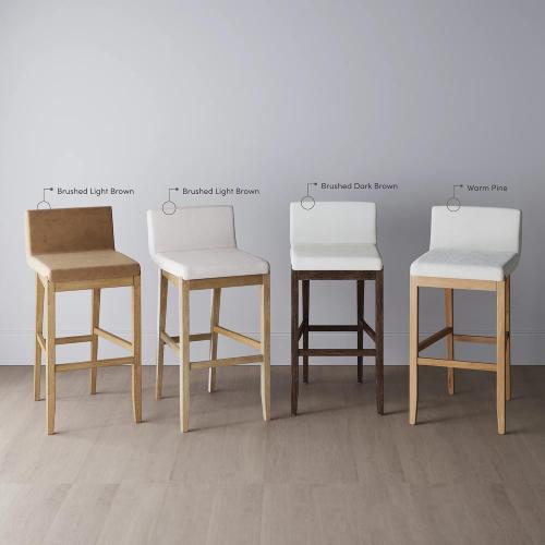Nathan James Gracie Modern Upholstered Bar Chair, Wooden Bar Stool for Kitchen Island with Faux Leather Upholstery, Light Brown, Set of 2