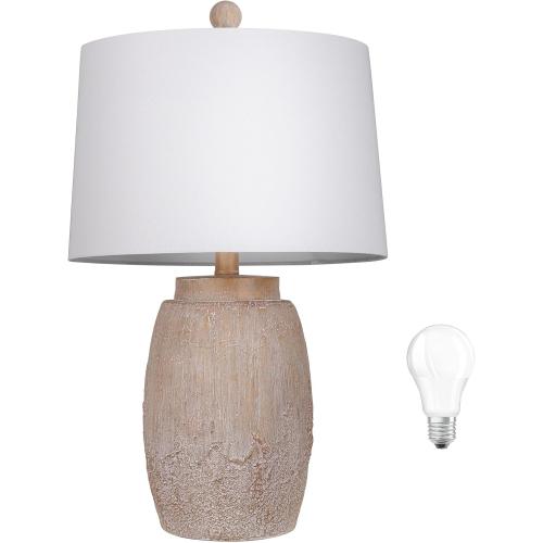 QiMH Farmhouse Table Lamps for Living Room, Bedside Lamps for NightStand, 23 Rustic Vintage Table Lamp with Natural Earth Finish, End Table Lamp for Bedroom Reading Office Entryway, Included LED Bulb