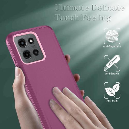 Qinmay for Moto G Stylus 5G 2026/2025 Case, 3-Layer Cover, WineRedPink
