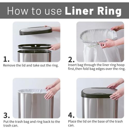 Ninestars Automatic Touchless Infrared Motion Sensor Trash Can, Stainless Steel Base (Rectangular, Black Lid), Black Trim