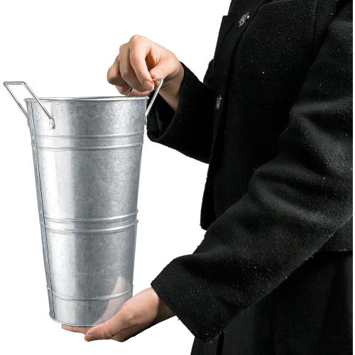 ZOOFOX 3 Pack Large Galvanized Metal Vases, 11 Inch Farmhouse French Flower Bucket Vase with Handles, Metal Floral Container for Cut Flowers, Flowers Arrangements, Table Centerpiece Wedding Decor