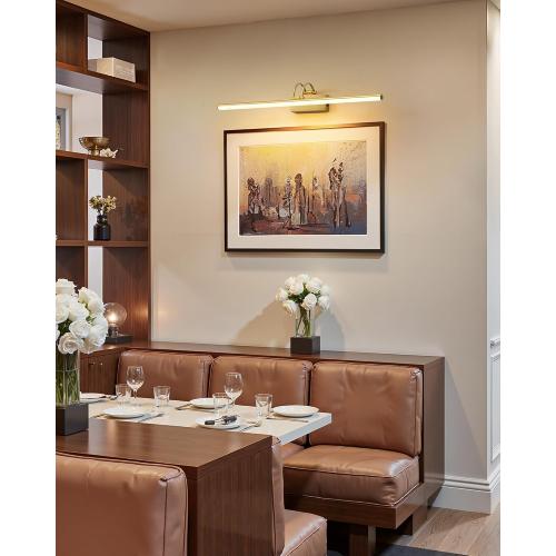 KDG LED Cordless Wall Picture Light with Remote, 7000mAh Rechargeable Dimmable Art Lighting, Adjustable Swing Arm, Picture Frame Light for Gallery, Living Room, Hallway, 24 inch, Bronze