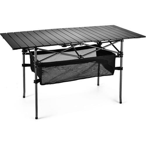 Size 47” x 21.65” x 26.7 Lightweight Aluminum Folding Camping Table (47” x 21.65” x 26.7”), Portable Roll-Up Design for Outdoor, Camping, Beach, BBQ, Patio, and Picnic, Durable & Waterproof with Carrying Bag