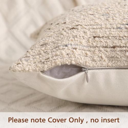 Textured Boucle Lumbar Pillow Covers 12x20 Neutral Striped Throw Pillows Soft Modern Farmhouse Pillow Cases, 1pc Decorative Accent Rectangle Couch Cushion Cover for Bed Sofa, Cream Brulee