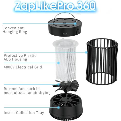 (WHITE )AICase Portable USB Electronic Rechargeable Mosquito Killer Lamp/Bug Zapper for Summer Trip,Outdoor Camping,Patio,Home and Garden,Trap Indoor,Moth Trap/Bug Killer/Mosquito Killer Light(white)