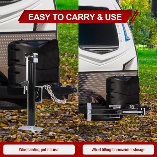 NBJINGYI 5,000 lbs Heavy Duty Trailer Jack, Weld-On Pipe Mount Swivel Jack with 15 Lift Range, Ergonomic Side Wind Handle and Foot Plate, Corrosion-Resistant Black E-Coat Finish