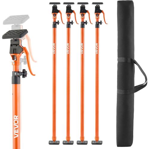 VEVOR Cabinet Jack Support Pole, 4-Pack, 49.2-114.6 Inch Steel Telescopic Quick Support Rod, Adjustable 3rd Hand System up to 198 lbs Capacity for Installing Cabinets, Lifting Drywall, Cargo Bars