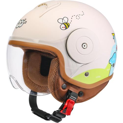 Kids 3/4 Open Face Motorcycle Helmets for 4-15 Years Old, Youth Child Dirt Bike ATV Helmets, Lightweight Vintage Half Helmet for Electric Scooter Moped Go Kart 4 Wheeler, DOT Approved
