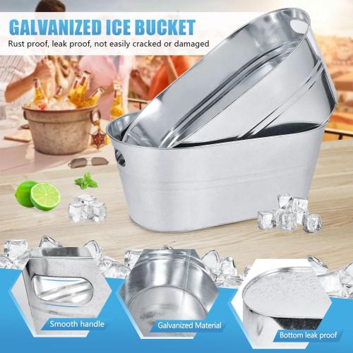 OBTANIM 2 Pack 4 Gallon Galvanized Ice Buckets Metal Champagne Drink Cooler Storage Ice Tub with Handles for Beer Cocktails Wine Beverage Home Parties Bar Cooling Supplies