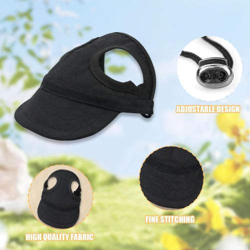 Dog Baseball Cap,1PC Pet Summer Beach Peaked Cap Dog Hat with Ear Holes, Adjustable Cat Visor Sunbonnet Hat for Small Medium Large Dogs (Solid Black, Medium