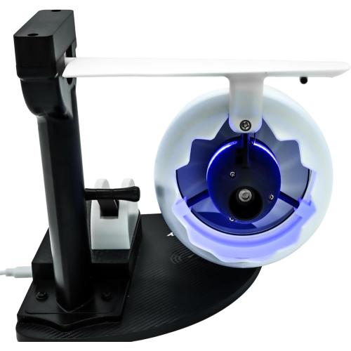 NIKOLATOY Jet Engine Fan Model Desk Gadget with Wireless Charger, Turbofan Engine Model Display with Rotating LED Blades, Creative Desktop Jet Fan Office Decor Engineering Gift for Men (Blue)