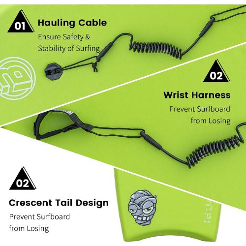 Bodyboard with Leash – EPS Core, Lightweight for Adults & Teens | Available in 33/37/41 inch Body Board Sizes with Color Options - Durable Wrist Leash for Safety and Easy Recovery‼️missing leash‼️