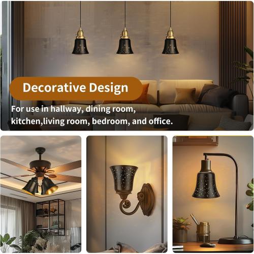 Ceiling Fan Light Covers, 3 Pack Pendant Light Shade Replacement with 1-5/8 Fitter, ALUCSET 4.5 Height and 4-3/4 Diameter, Metal Bell Shaped Cover for Chandelier Pendant Light Wall Sconces Series