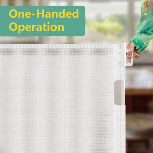 Reinforced 60 Wide Retractable Baby Gate with Reinforced Rods, 5 ft Retractable Dog Gate Indoor/Outdoor Baby Gate Retractable Gate - Bottom Anti-Escape, White