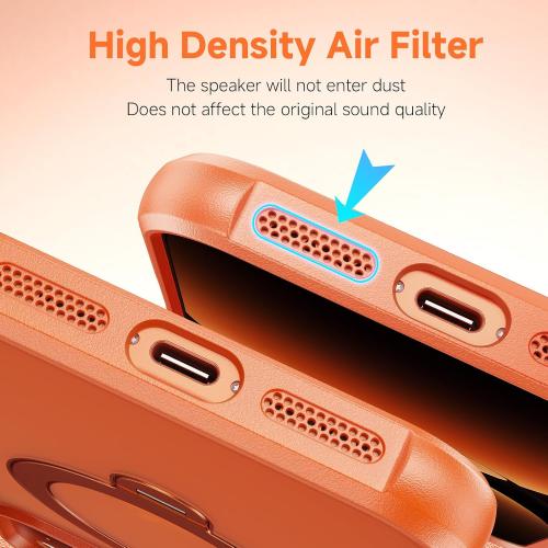 360 Spin Magnetic Stand (Pro-Version) for iPhone 17 Pro Case (Compatible with MagSafe) [Military Drop Protection] Matte Translucent Shockproof Protective Phone Case 6.3'', Cosmic Orange