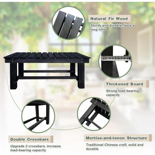 Black Outdoor Garden Bench, Wood Patio Bench Weatherproof Outdoor Backless Bench, Anti-Corrosion and Anti-Rust Garden Benches for Garden Lawn Porch Park Backyard