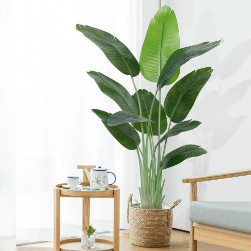 Lifelike Bird of Paradise Artificial Plant,5ft Faux Banana Leaf Tree with 10 Trunks - Perfect Indoor Silk Floor Plant for Home Decor in Living Room, Office, and Bedroom 1Pack