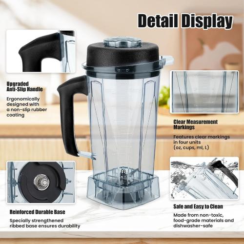 64oz Blender Pitcher Replacement Parts with Grinding and Crushing Blades with Blade Wrench vitamix 5200 6500 E320 E520 Aspire Creations Professional VM0101