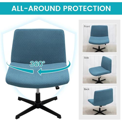 MIFXIN Armless Office Chair Cover Stretch Soft Wide Seat Mid Back Accent Chair Swivel Computer Vanity Chair Slipcover Furniture Protector Without Arms, Only Covers, NO Chair (Blue)