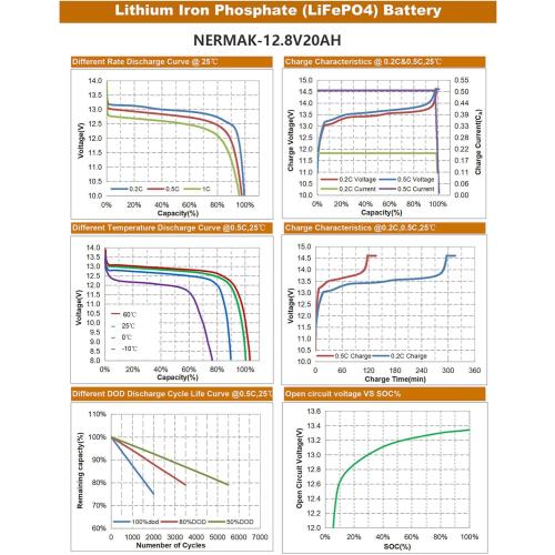 12V 20Ah Lithium LiFePO4 Deep Cycle Battery, 2000  Cycles Lithium Iron Phosphate Rechargeable Battery for Solar Power, Lighting, Outdoor camping, Power Wheels, Fish Finder, Built-in 20A BMS